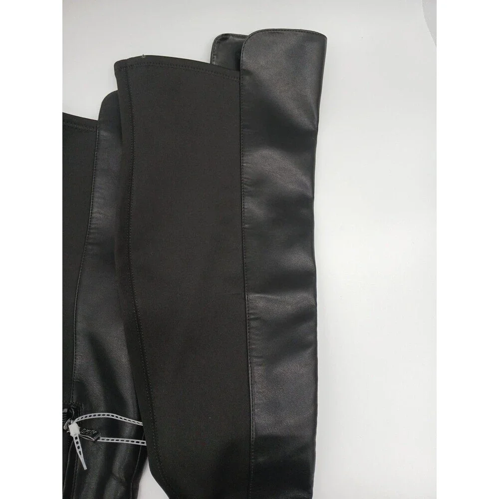 DKNY Black Smooth Heeled Over The Knee High Boots With Metallic Accents Size 7